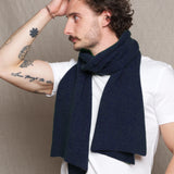 Luxury Fisherman Men's Cashmere Scarf Navy