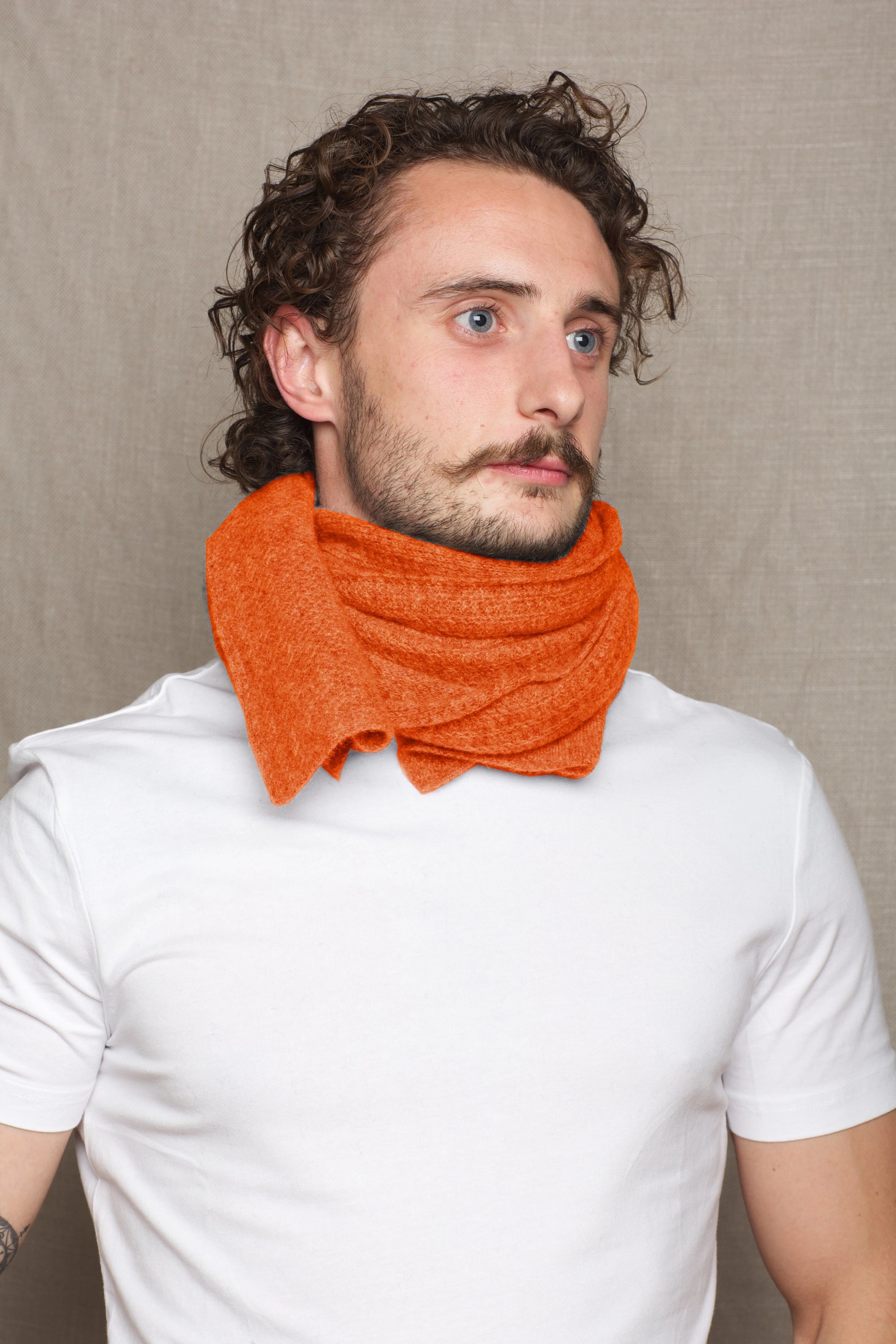Luxury Fisherman Men's Cashmere Scarf Orange