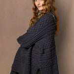 Luxury Cashmere Irish Aran Sweater in grey