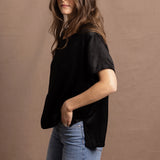 100% Silk Oversized T-Shirt in Black