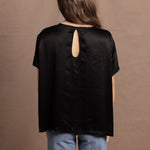 100% Silk Oversized T-Shirt in Black
