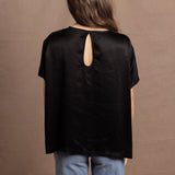 100% Silk Oversized T-Shirt in Black