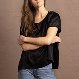 100% Silk Oversized T-Shirt in Black