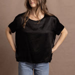 100% Silk Oversized T-Shirt in Black