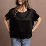 100% Silk Oversized T-Shirt in Black