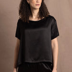 100% Silk Oversized T-Shirt in Black