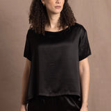 100% Silk Oversized T-Shirt in Black