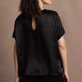 100% Silk Oversized T-Shirt in Black