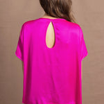 100% Silk Oversized T-Shirt in Bright Pink