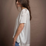 100% Silk Oversized T-Shirt in White
