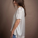 100% Silk Oversized T-Shirt in White