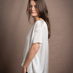 100% Silk Oversized T-Shirt in White