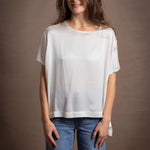 100% Silk Oversized T-Shirt in White