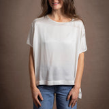 100% Silk Oversized T-Shirt in White