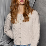 Authentic Irish 100% Pure Cashmere Button Down Cardigan Sweater in Cream