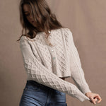 a pure 100% cashmere Irish aran sweater cardigan in soft pink