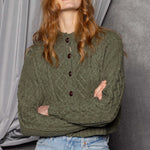 Luxury Cashmere Aran Cardigan in Green