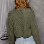 Luxury Cashmere Aran Cardigan in Green
