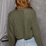 Luxury Cashmere Aran Cardigan in Green