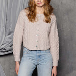 Luxury Cashmere Aran Cardigan in Pink