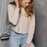 Luxury Cashmere Aran Cardigan in Pink
