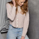 Luxury Cashmere Aran Cardigan in Pink