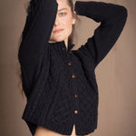 Authentic Irish 100% Pure Cashmere Button Down Cardigan Sweater in Black