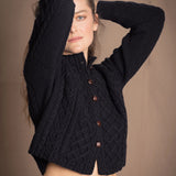 Authentic Irish 100% Pure Cashmere Button Down Cardigan Sweater in Black