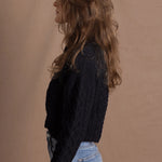 Authentic Irish 100% Pure Cashmere Button Down Cardigan Sweater in Black