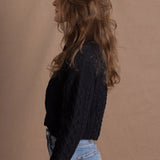 Authentic Irish 100% Pure Cashmere Button Down Cardigan Sweater in Black