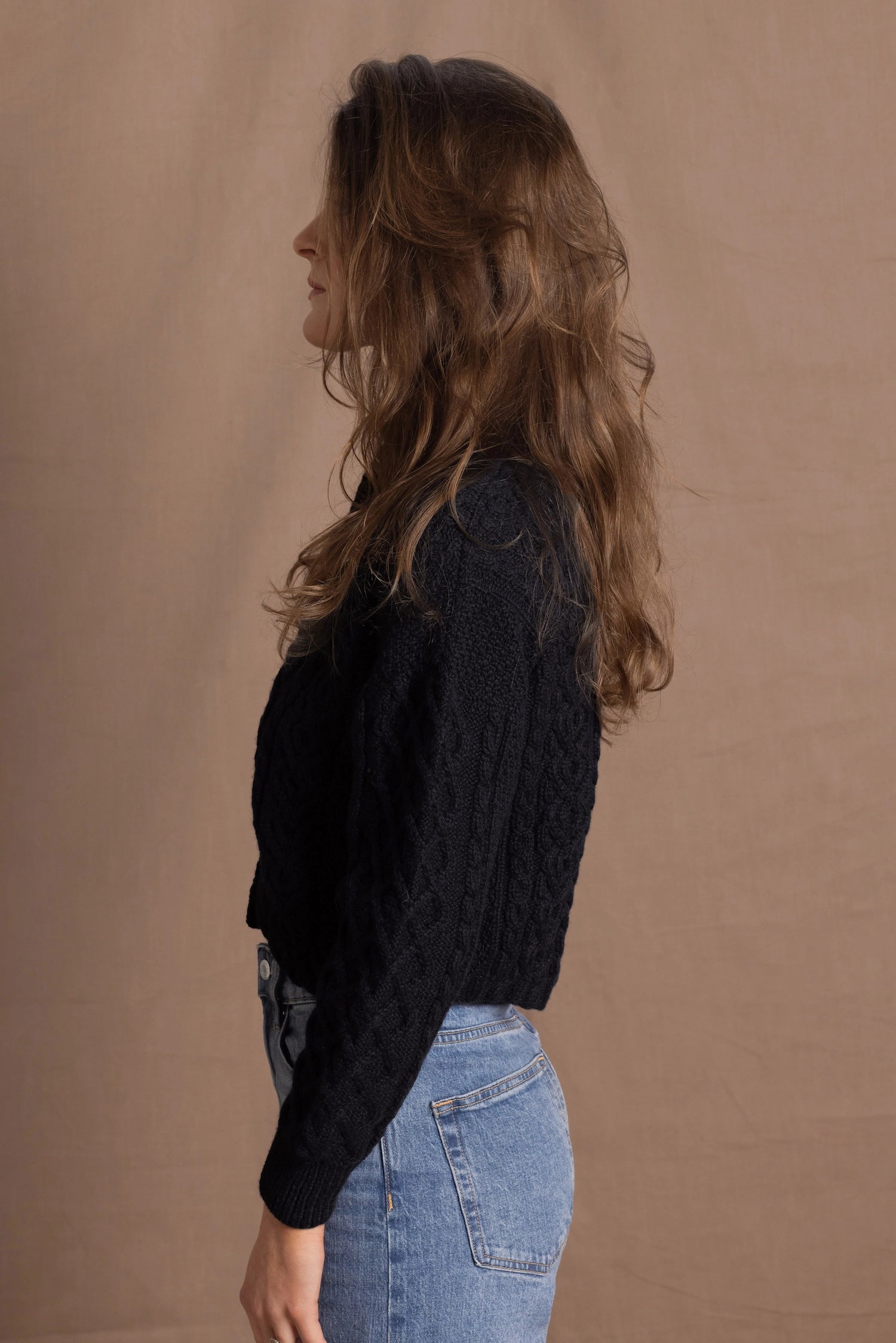 Authentic Irish 100% Pure Cashmere Button Down Cardigan Sweater in Black