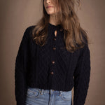Authentic Irish 100% Pure Cashmere Button Down Cardigan Sweater in Navy Blue