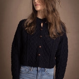 Authentic Irish 100% Pure Cashmere Button Down Cardigan Sweater in Navy Blue