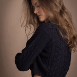 Authentic Irish 100% Pure Cashmere Button Down Cardigan Sweater in Navy Blue