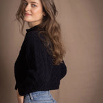 Authentic Irish 100% Pure Cashmere Button Down Cardigan Sweater in Navy Blue
