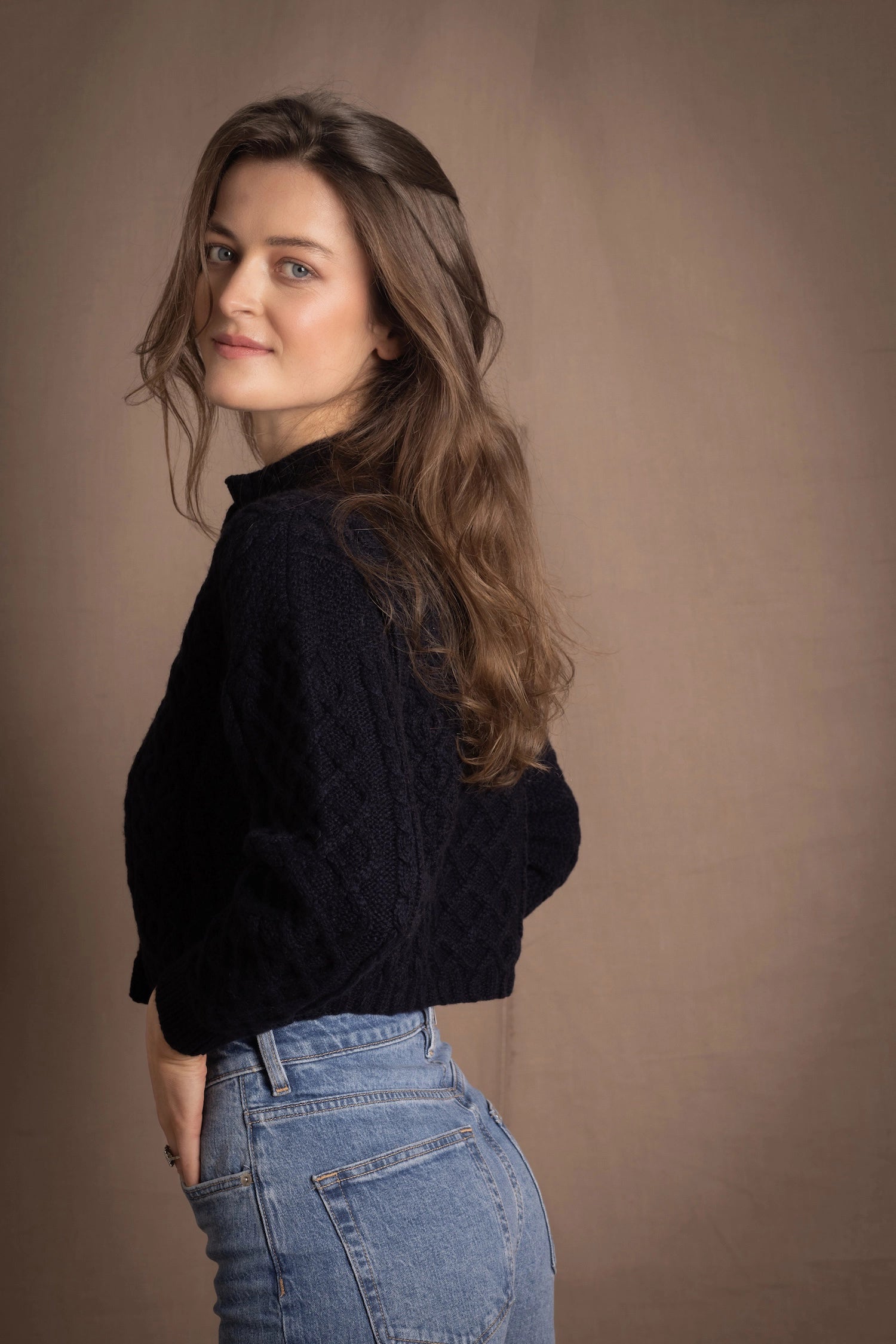 Authentic Irish 100% Pure Cashmere Button Down Cardigan Sweater in Navy Blue