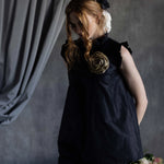 Silk Taffeta Ruffle Sleeveless Top in Black