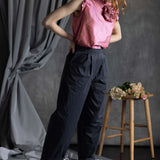 Silk Taffeta Ruffle Sleeveless Top in Pink