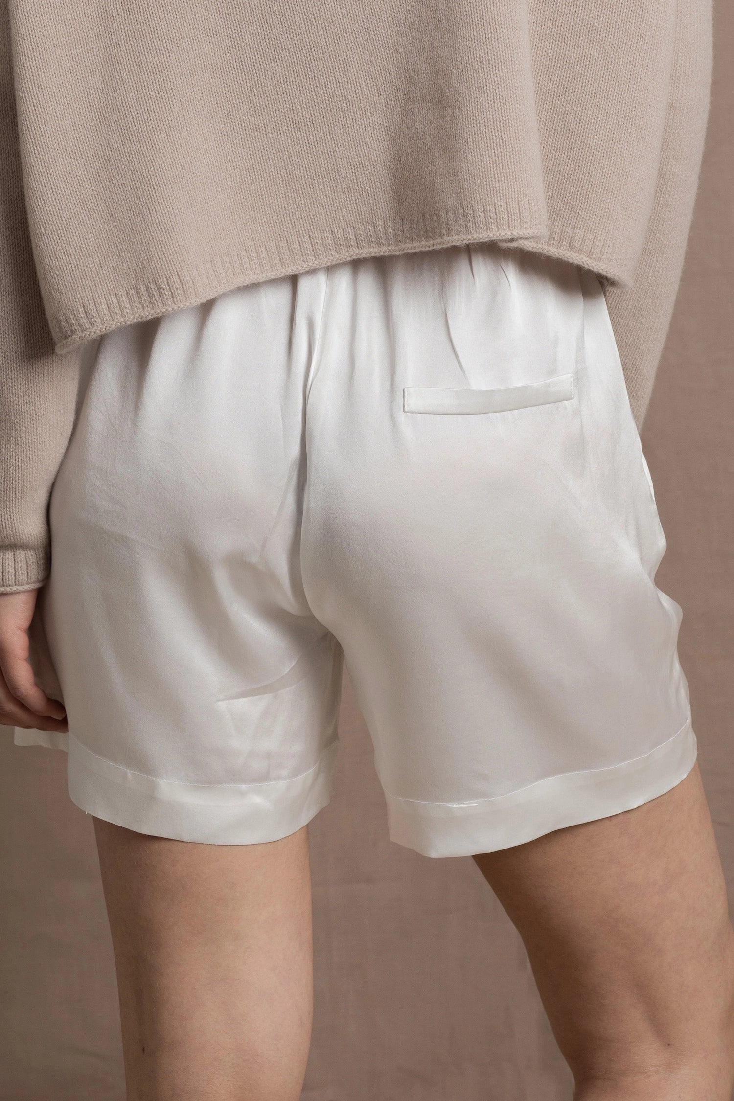 100% Silk Shorts in White