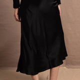 A pure 100% Silk Midi Skirt in Black
