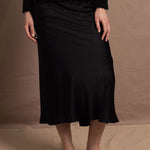 A pure 100% Silk Midi Skirt in Black