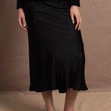 A pure 100% Silk Midi Skirt in Black