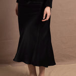 A pure 100% Silk Midi Skirt in Black
