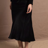 A pure 100% Silk Midi Skirt in Black