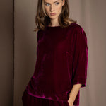Luxury Silk Velvet Top in Magenta