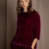 Luxury Silk Velvet Top in Magenta