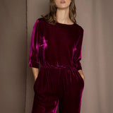 Luxury Silk Velvet Top in Magenta