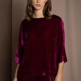 Luxury Silk Velvet Top in Magenta
