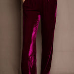 Luxury Silk Velvet Trousers in Dark Pink
