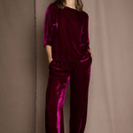 Luxury Silk Velvet Trousers in Dark Pink